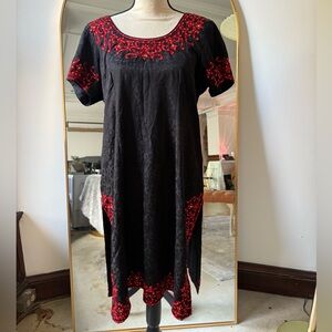 Indian inspired Black and Red Embroidered Dress